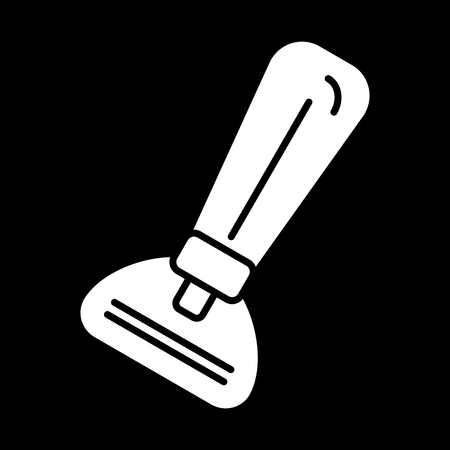 A razor vector icon. White shaving razor illustration on black background. Solid linear body care icon.のイラスト素材