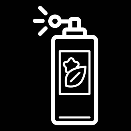 parfume vector icon. White body spray illustration on black background. Outline linear beauty and care icon.のイラスト素材
