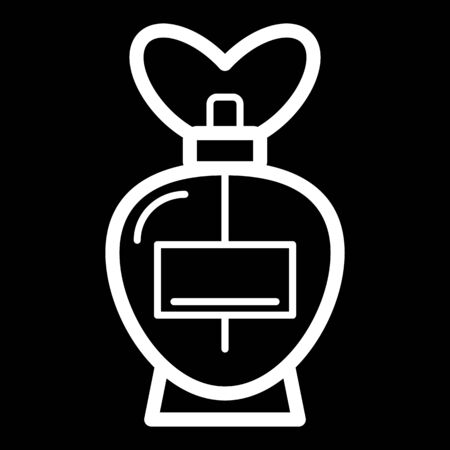 parfume vector icon. White spray illustration on black background. Outline linear beauty and care icon.のイラスト素材