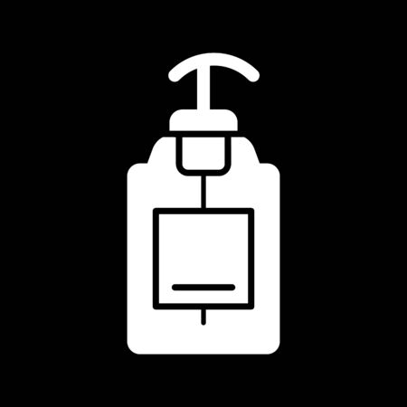 liquid Soap vector icon. Black soap illustration on white background. Solid linear body care icon.のイラスト素材