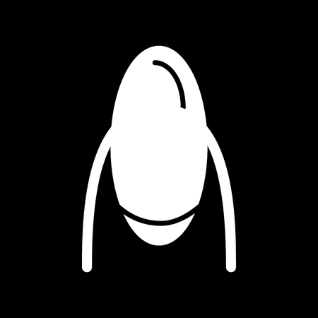 Woman nail vector icon. White manicure illustration on black background. Solid linear nail care icon.のイラスト素材