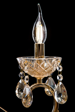Chandelier for interior of the living room. chandelier details isolated on black background.の写真素材