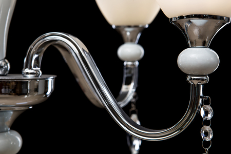 Chandelier for interior of the living room. Chandelier close-up photo isolated on black background.の写真素材