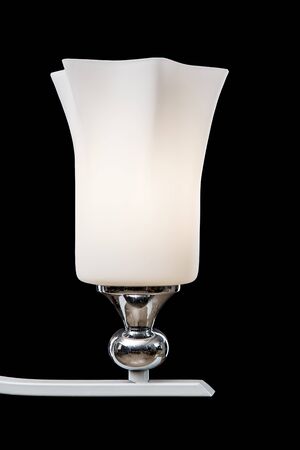 Chandelier for interior of the living room. White Chandelier close-up photo isolated on black background.の写真素材