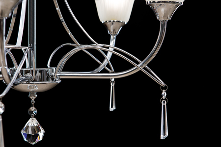 Chandelier for interior of the living room. White Chandelier isolated on black background.の写真素材