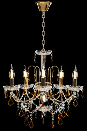 Chandelier for interior of the living room. chandelier details isolated on black background.の写真素材