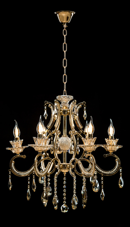 Chandelier for interior of the living room. chandelier details isolated on black background.の写真素材