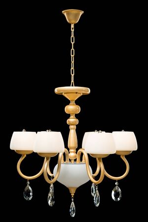 Chandelier for interior of the living room. White Chandelier isolated on black background.の写真素材