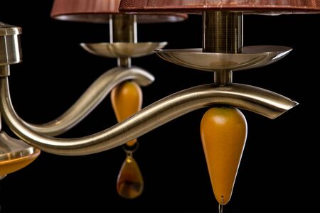 Classic chandelier details isolated on black background. chandelier for living room, bedroom, dinning room.の写真素材