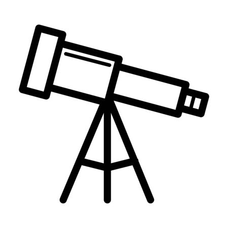 Astronomy telescope vector icon. Black and white illustration of telescope. Outline linear icon.のイラスト素材