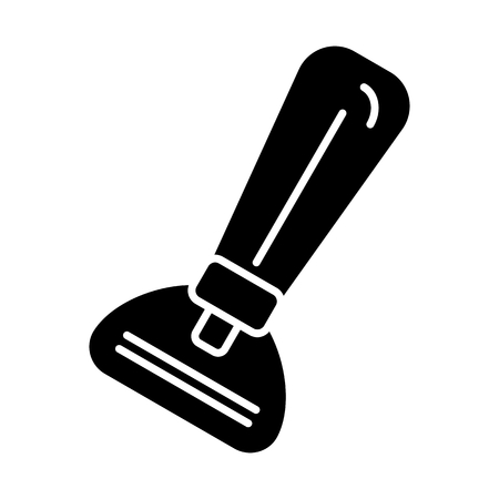 Razor vector icon. Black shaving razor illustration on white background. Solid linear body care icon.のイラスト素材