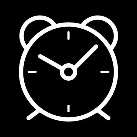 Alarm clock simple vector icon. Black and white illustration of alarm. Outline linear alarm icon.のイラスト素材