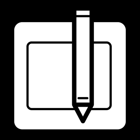 Blank paper and a pencil vector icon. Black and white illustration of note pad and pen. Solid linear icon. eps 10のイラスト素材