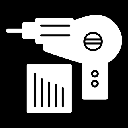 Electric drill simple vector icon. Black and white illustration of repairs. Solid linear icon.のイラスト素材