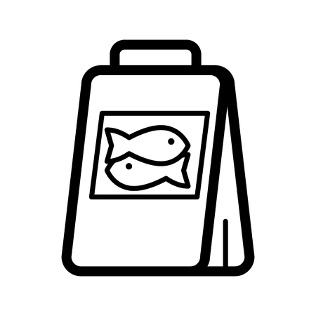 Fish food package simple vector icon. Black and white illustration of meal for fishes. Outline linear icon.のイラスト素材
