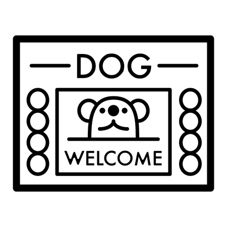 dog shelter simple vector icon. Black and white illustration of house for Homeless dogs. Outline linear icon.のイラスト素材