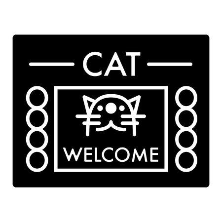 Cat shelter simple vector icon. Black and white illustration of house for Homeless cats. Solid linear icon.のイラスト素材