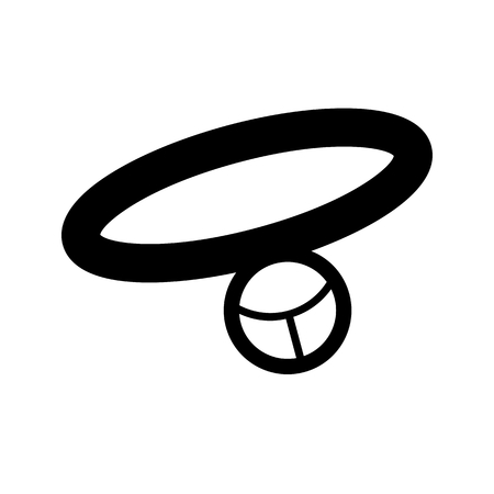 Pet necklace simple vector icon. Black and white illustration of collar for dogs and cats. Outline linear icon.のイラスト素材