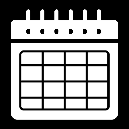 Timetable blank vector icon. Black and white illustration of calendar. Solid linear organizer icon.のイラスト素材