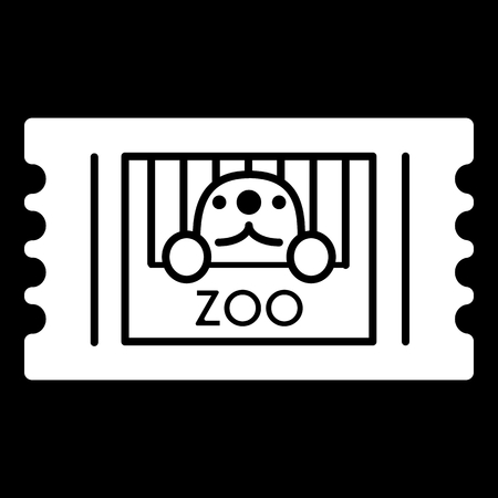 Zoo ticket simple vector icon. Black and white illustration of ticket. Solid linear animal icon.のイラスト素材