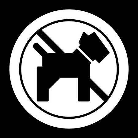 No dogs simple vector icon. Black and white illustration of dog and forbidden sign. Outline linear pet icon.のイラスト素材