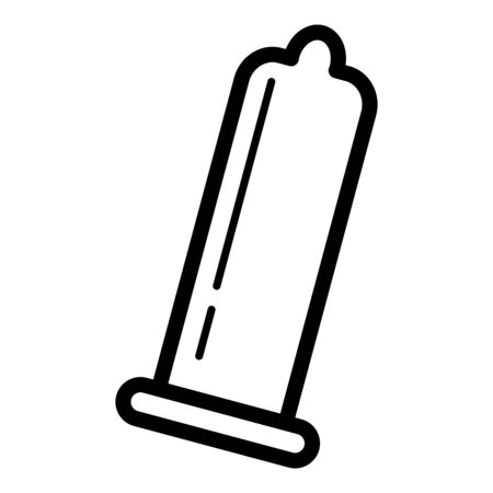 Condom simple vector icon. Black and white illustration of sex toy. Outline linear condom, protect icon.の写真素材