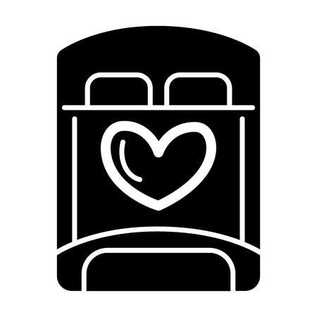 Bed for lovers simple vector icon. Black and white illustration of Bed for sex. Solid linear icon.の写真素材