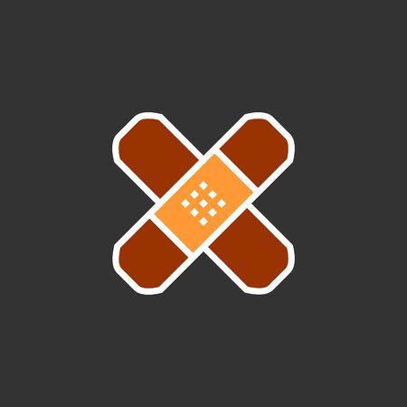 Adhesive plaster line icon, solid vector logo illustration, flat pictogram isolated on blackのイラスト素材