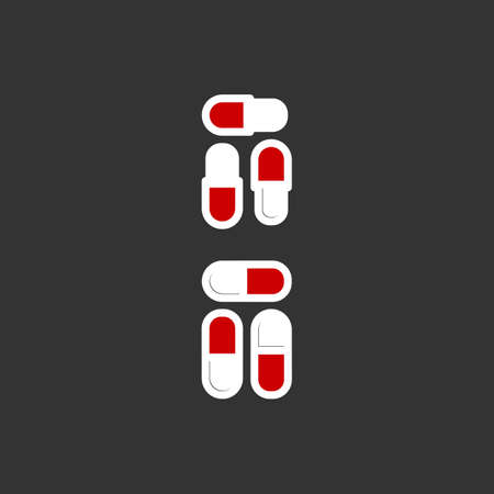 Pills, capsules Icon in trendy flat style isolated on black background. UI. Vector illustration.のイラスト素材