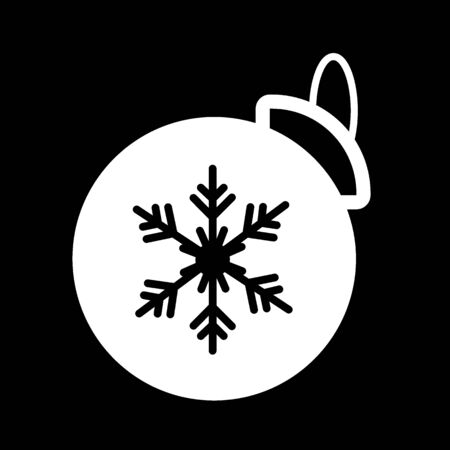 bauble ball toy christmas xmas line icon. Christmas toy round with snowflake. Vector icon, solid designのイラスト素材