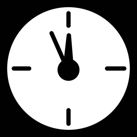 Twelve o'clock Christmas New Year Flat Icon On black Background. Christmas time vector icon. Clock...