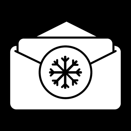 Vector illustration of opened envelope with greeting card for Christmas. Flat solid icon of Christmas card.のイラスト素材