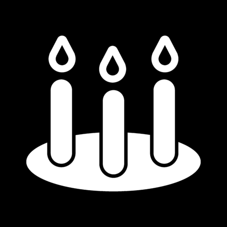 Festive cake with candles line icon, solid vector sign, linear style pictogram isolated on black. Event tart symbol, logo illustration.のイラスト素材