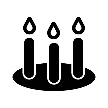 Festive cake with candles line icon, solid vector sign, linear style pictogram isolated on white. Event tart symbol, logo illustration.のイラスト素材