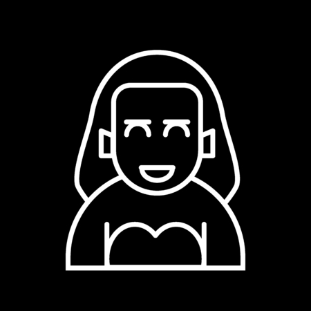 Woman icon on black background. Outline illustration of woman avatar profile vector icon for webのイラスト素材