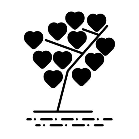 A tree with hearts. Happy Valentines day. vector illustration for banner, template, poster, web. Solid thin line image of heart icon.のイラスト素材