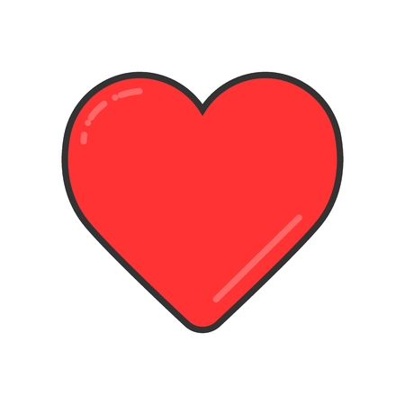 Red Heart on white vector icon. Love symbol. Valentine day conceptのイラスト素材