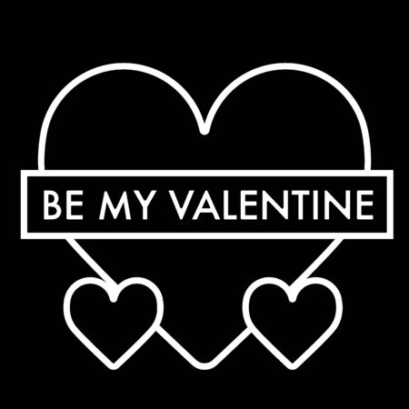 Be My Valentine, text in heart. Valentine greeting card with heart, Love flat icon, Isolated on white, vector illustration.のイラスト素材