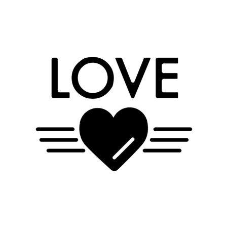 Simple cute Valentines Day text Love on white background. Vector word Love for greeting card or Valentines Day party decoration.のイラスト素材