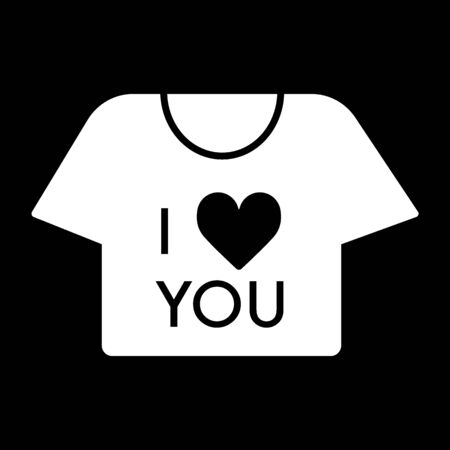 thin line t-shirt icon on black background. T-shirt with the text i love you. Valentine day concept.のイラスト素材