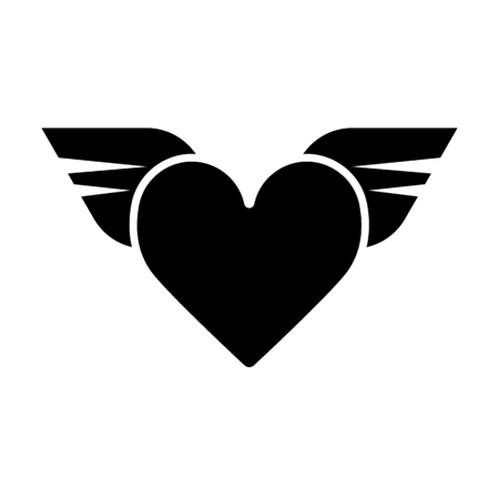 Single Heart Wings. Valentine day concept. Simple linear solid vector illustration. Isolated on white. Eps10のイラスト素材