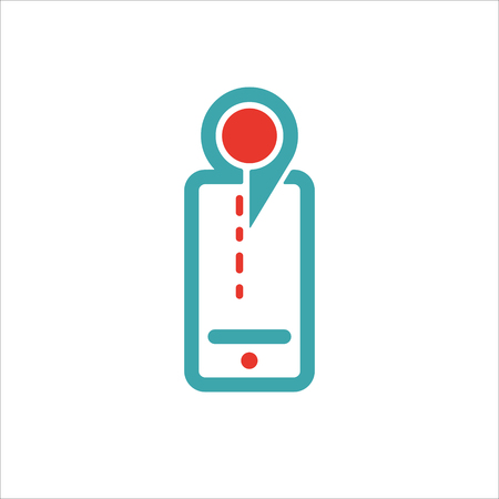 Map pointer icon on smartphone touchscreen vector.のイラスト素材