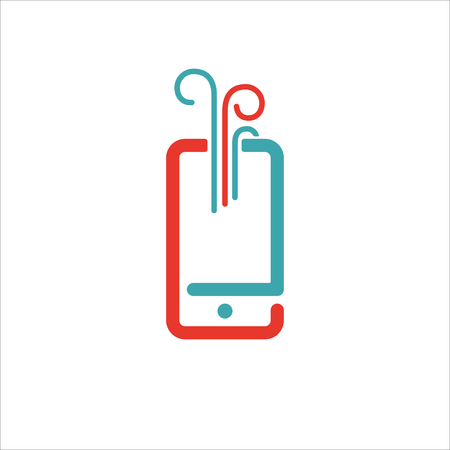Upload sign on smartphone screen, vector icon.のイラスト素材