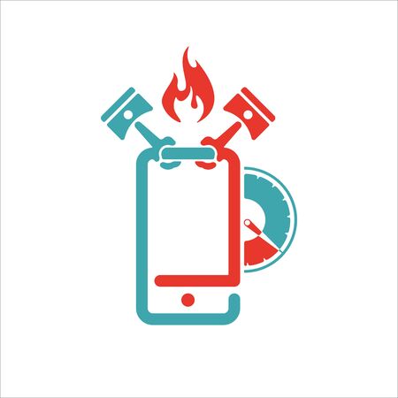 Full power engine upgrade smartphone icon vector illustration.のイラスト素材