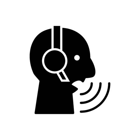 Callcenter Operator vector icon. Vector illustration flat style on white background. Solid design.のイラスト素材