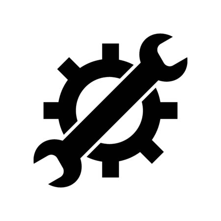 Wrench and gear vector icon, a symbol of development and customization. Repair service, car service. Solid design.のイラスト素材