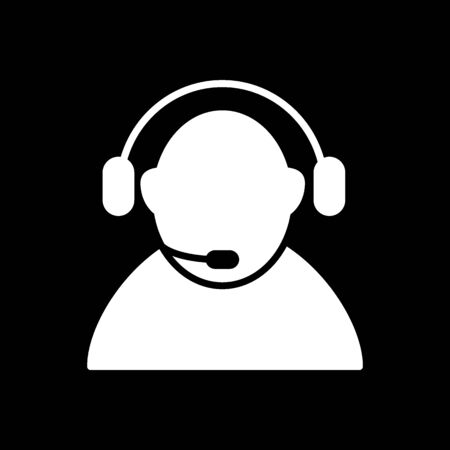 Call center icon vector. Manager of call center, operator, support. Flat linear solid icon isolated on black.のイラスト素材