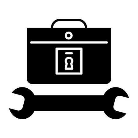 Tools case icon. Repairer and master icon. Flat solid vector icon. isolated on white.のイラスト素材