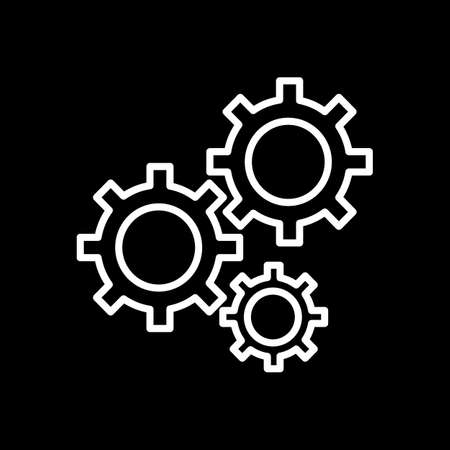 Gears on a black background. Vector illustration. Flat contour icon. Eps 10のイラスト素材