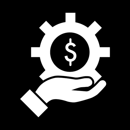 Gear with dollar sign line icon. Price of repair service. Isolated solid icon. Eps 10のイラスト素材